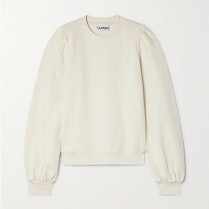 NWT GANNI
Software Isoli embroidered organic cotton-blend jersey sweatshirt